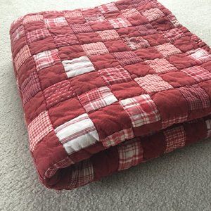 Plaid quilted throw blanket -- reversible pattern